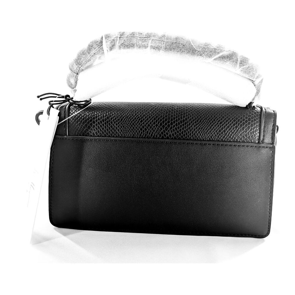 Nicole Miller Black Faux Leather Bag Purse With Chain Accent - Picture 3 of 12